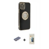 MARSİLYAN™- iPhone 12 Pro Max Kılıf İz Form Serisi - Siyah 6D Mat Seramik Hayalet Nano Ekran Koruyucu + Renkli Kamera Lens Koruma Cam - PE
