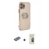 MARSİLYAN™- iPhone 12 Pro Max Kılıf İz Form Serisi - Siyah 6D Mat Seramik Hayalet Nano Ekran Koruyucu + Renkli Kamera Lens Koruma Cam - TU