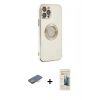 MARSİLYAN™- iPhone 12 Pro Max Kılıf İz Form Serisi - Siyah 6D Mat Seramik Hayalet Nano Ekran Koruyucu + Renkli Kamera Lens Koruma Cam - TU