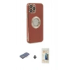 MARSİLYAN™- iPhone 12 Pro Max Kılıf İz Form Serisi - Siyah 6D Mat Seramik Hayalet Nano Ekran Koruyucu + Renkli Kamera Lens Koruma Cam - MI