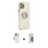 MARSİLYAN™- iPhone 12 Pro Max Kılıf İz Form Serisi - Siyah 6D Mat Seramik Hayalet Nano Ekran Koruyucu + Shine Kamera Lens - LT