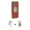 MARSİLYAN™- iPhone 12 Pro Max Kılıf İz Form Serisi - Siyah 6D Mat Seramik Hayalet Nano Ekran Koruyucu + Shine Kamera Lens - LT