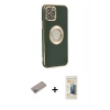 MARSİLYAN™- iPhone 12 Pro Max Kılıf İz Form Serisi - Siyah 6D Mat Seramik Hayalet Nano Ekran Koruyucu + Shine Kamera Lens Koruma Cam - SABE