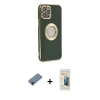 MARSİLYAN™- iPhone 12 Pro Max Kılıf İz Form Serisi - Siyah 6D Mat Seramik Hayalet Nano Ekran Koruyucu + Shine Kamera Lens Koruma Cam - SH