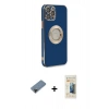 MARSİLYAN™- iPhone 12 Pro Max Kılıf İz Form Serisi - Siyah 6D Mat Seramik Hayalet Nano Ekran Koruyucu + Shine Kamera Lens Koruma Cam - SH
