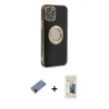 MARSİLYAN™- iPhone 12 Pro Max Kılıf İz Form Serisi - Siyah 6D Mat Seramik Hayalet Nano Ekran Koruyucu + Shine Kamera Lens Koruma Cam - SH