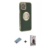 MARSİLYAN™- iPhone 12 Pro Max Kılıf İz Form Serisi - Siyah Bilvis Hayalet Cam Ekran Koruyucu + Shine Kamera Lens Koruma Cam - GI