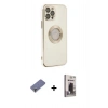 MARSİLYAN™- iPhone 12 Pro Max Kılıf İz Form Serisi - Siyah Bilvis Hayalet Cam Ekran Koruyucu + Metal Kamera Lens Koruma Cam - GD