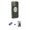 MARSİLYAN™- iPhone 12 Pro Max Kılıf İz Form Serisi - Siyah Bilvis Hayalet Cam Ekran Koruyucu + Metal Kamera Lens Koruma Cam - GD