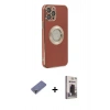 MARSİLYAN™- iPhone 12 Pro Max Kılıf İz Form Serisi - Siyah Bilvis Hayalet Cam Ekran Koruyucu + Metal Kamera Lens Koruma Cam - GD