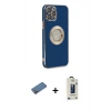 MARSİLYAN™- iPhone 12 Pro Max Kılıf İz Form Serisi - Siyah Bilvis Hayalet Cam Ekran Koruyucu + Shine Kamera Lens Koruma Cam - GD