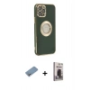 MARSİLYAN™- iPhone 12 Pro Max Kılıf İz Form Serisi - Siyah Bilvis Hayalet Cam Ekran Koruyucu + Shine Kamera Lens Koruma Cam - GS