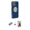 MARSİLYAN™- iPhone 12 Pro Max Kılıf İz Form Serisi - Siyah Bilvis Hayalet Cam Ekran Koruyucu + Shine Kamera Lens Koruma Cam - GS