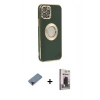 MARSİLYAN™- iPhone 12 Pro Max Kılıf İz Form Serisi - Siyah Bilvis Hayalet Cam Ekran Koruyucu + Metal Kamera Lens Koruma Cam - KI