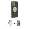 MARSİLYAN™- iPhone 12 Pro Max Kılıf İz Form Serisi - Siyah Bilvis Hayalet Cam Ekran Koruyucu + Shine Kamera Lens - LT
