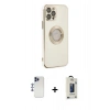 MARSİLYAN™- iPhone 12 Pro Max Kılıf İz Form Serisi - Siyah Bilvis Hayalet Cam Ekran Koruyucu + Shine Kamera Lens - LT