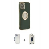 MARSİLYAN™- iPhone 12 Pro Max Kılıf İz Form Serisi - Siyah Bilvis Hayalet Cam Ekran Koruyucu + Shine Kamera Lens - LT
