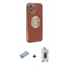 MARSİLYAN™- iPhone 12 Pro Max Kılıf İz Form Serisi - Siyah Bilvis Hayalet Cam Ekran Koruyucu + Shine Kamera Lens Koruma Cam - MI