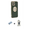 MARSİLYAN™- iPhone 12 Pro Max Kılıf İz Form Serisi - Siyah Bilvis Hayalet Cam Ekran Koruyucu + Shine Kamera Lens Koruma Cam - MI