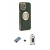 MARSİLYAN™- iPhone 12 Pro Max Kılıf İz Form Serisi - Siyah Bilvis Hayalet Cam Ekran Koruyucu + Metal Kamera Lens Koruma Cam - KI