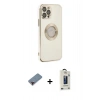 MARSİLYAN™- iPhone 12 Pro Max Kılıf İz Form Serisi - Siyah Bilvis Hayalet Cam Ekran Koruyucu + Metal Kamera Lens Koruma Cam - KI