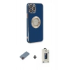 MARSİLYAN™- iPhone 12 Pro Max Kılıf İz Form Serisi - Siyah Bilvis Hayalet Cam Ekran Koruyucu + Metal Kamera Lens Koruma Cam - KI