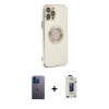 MARSİLYAN™- iPhone 12 Pro Max Kılıf İz Form Serisi - Siyah Bilvis Hayalet Cam Ekran Koruyucu + Neon Fosforlu Kamera Lens - MI