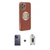 MARSİLYAN™- iPhone 12 Pro Max Kılıf İz Form Serisi - Siyah Bilvis Hayalet Cam Ekran Koruyucu + Neon Fosforlu Kamera Lens - MI
