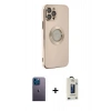 MARSİLYAN™- iPhone 12 Pro Max Kılıf İz Form Serisi - Siyah Bilvis Hayalet Cam Ekran Koruyucu + Neon Fosforlu Kamera Lens - MI