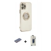 MARSİLYAN™- iPhone 12 Pro Max Kılıf İz Form Serisi - Siyah Bilvis Hayalet Cam Ekran Koruyucu + Renkli Kamera Lens Koruma Cam - PE