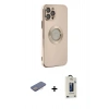 MARSİLYAN™- iPhone 12 Pro Max Kılıf İz Form Serisi - Siyah Bilvis Hayalet Cam Ekran Koruyucu + Renkli Kamera Lens Koruma Cam - PE