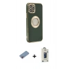 MARSİLYAN™- iPhone 12 Pro Max Kılıf İz Form Serisi - Siyah Bilvis Hayalet Cam Ekran Koruyucu + Shine Kamera Lens Koruma Cam - PE