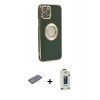 MARSİLYAN™- iPhone 12 Pro Max Kılıf İz Form Serisi - Siyah Bilvis Hayalet Cam Ekran Koruyucu + Renkli Kamera Lens Koruma Cam - SI