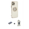 MARSİLYAN™- iPhone 12 Pro Max Kılıf İz Form Serisi - Siyah Bilvis Hayalet Cam Ekran Koruyucu + Renkli Kamera Lens Koruma Cam - SI