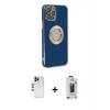 MARSİLYAN™- iPhone 12 Pro Max Kılıf İz Form Serisi - Siyah Bilvis Hayalet Cam Ekran Koruyucu + Shine Kamera Lens - GD