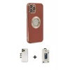 MARSİLYAN™- iPhone 12 Pro Max Kılıf İz Form Serisi - Siyah Bilvis Hayalet Cam Ekran Koruyucu + Shine Kamera Lens - GD