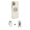 MARSİLYAN™- iPhone 12 Pro Max Kılıf İz Form Serisi - Siyah Bilvis Hayalet Cam Ekran Koruyucu + Shine Kamera Lens - GD