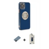 MARSİLYAN™- iPhone 12 Pro Max Kılıf İz Form Serisi - Siyah Bilvis Hayalet Cam Ekran Koruyucu + Shine Kamera Lens Koruma Cam - SH