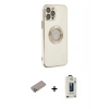 MARSİLYAN™- iPhone 12 Pro Max Kılıf İz Form Serisi - Siyah Bilvis Hayalet Cam Ekran Koruyucu + Shine Kamera Lens Koruma Cam - SABE