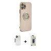 MARSİLYAN™- iPhone 12 Pro Max Kılıf İz Form Serisi - Siyah Bilvis Hayalet Cam Ekran Koruyucu + Shine Kamera Lens - GD