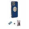 MARSİLYAN™- iPhone 12 Pro Max Kılıf İz Form Serisi - Siyah Bilvis Hayalet Cam Ekran Koruyucu + Shine Kamera Lens Koruma Cam - GI