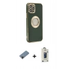 MARSİLYAN™- iPhone 12 Pro Max Kılıf İz Form Serisi - Siyah Bilvis Hayalet Cam Ekran Koruyucu + Shine Kamera Lens Koruma Cam - SH