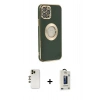 MARSİLYAN™- iPhone 12 Pro Max Kılıf İz Form Serisi - Siyah Bilvis Hayalet Cam Ekran Koruyucu + Shine Kamera Lens - GD