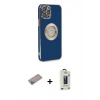 MARSİLYAN™- iPhone 12 Pro Max Kılıf İz Form Serisi - Siyah Bilvis Hayalet Cam Ekran Koruyucu + Shine Kamera Lens Koruma Cam - SABE