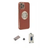 MARSİLYAN™- iPhone 12 Pro Max Kılıf İz Form Serisi - Siyah Bilvis Hayalet Cam Ekran Koruyucu + Shine Kamera Lens Koruma Cam - SABE