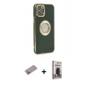 MARSİLYAN™- iPhone 12 Pro Max Kılıf İz Form Serisi - Siyah Bilvis Hayalet Cam Ekran Koruyucu + Shine Kamera Lens Koruma Cam - SABE