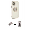 MARSİLYAN™- iPhone 12 Pro Max Kılıf İz Form Serisi - Siyah Bilvis Hayalet Cam Ekran Koruyucu + Shine Kamera Lens Koruma Cam - SABE