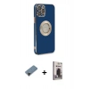 MARSİLYAN™- iPhone 12 Pro Max Kılıf İz Form Serisi - Siyah Bilvis Hayalet Cam Ekran Koruyucu + Shine Kamera Lens Koruma Cam - SH