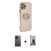 MARSİLYAN™- iPhone 12 Pro Max Kılıf İz Form Serisi - Siyah Bilvis Hayalet Cam Ekran Koruyucu + Neon Fosforlu Kamera Lens - TU