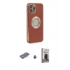 MARSİLYAN™- iPhone 12 Pro Max Kılıf İz Form Serisi - Siyah Bilvis Hayalet Cam Ekran Koruyucu + Renkli Kamera Lens Koruma Cam - TU